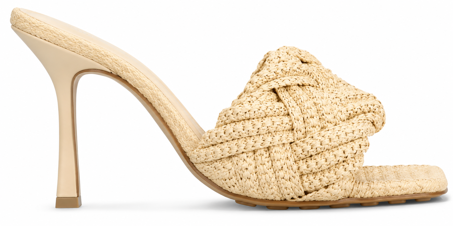 Authentic Bottega Veneta Beige Raffia Mules
