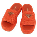 Authentic Preowned Prada Flat Form Sandals Raffia Orange