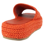 Authentic Preowned Prada Flat Form Sandals Raffia Orange