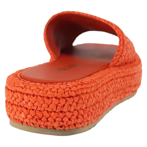 Authentic Preowned Prada Flat Form Sandals Raffia Orange