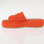 Authentic Preowned Prada Flat Form Sandals Raffia Orange