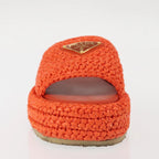 Authentic Preowned Prada Flat Form Sandals Raffia Orange