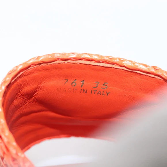 Authentic Preowned Prada Flat Form Sandals Raffia Orange
