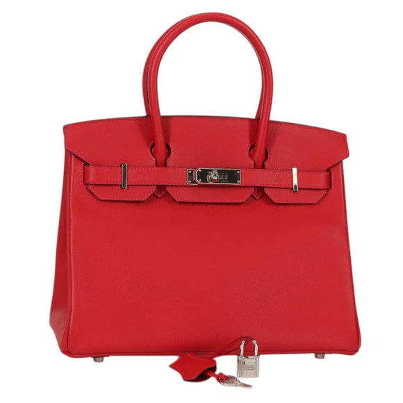 Authentic Preowned Hermes Birkin 30 Hand Bag Leather Red Silver Auth 134875SM