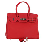 Authentic Preowned Hermes Birkin 30 Hand Bag Leather Red Silver Auth 134875SM