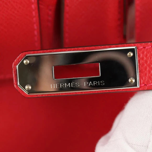 Authentic Preowned Hermes Birkin 30 Hand Bag Leather Red Silver Auth 134875SM