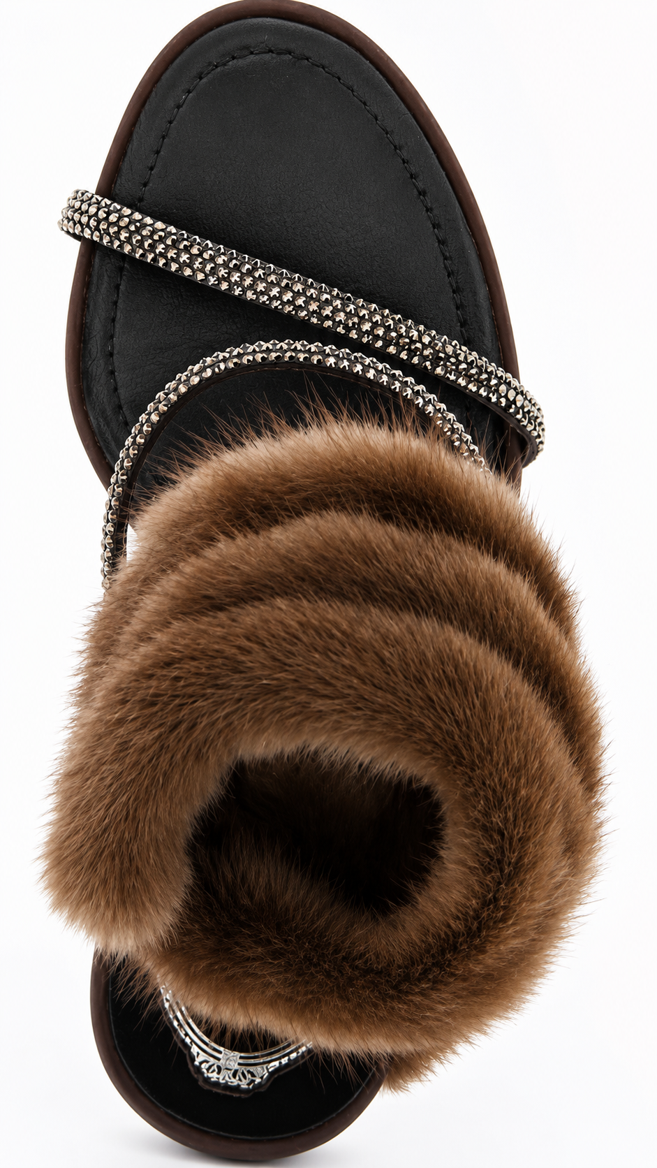 Authentic Rene Caovilla Brown Satin Stiletto Heel Sandals