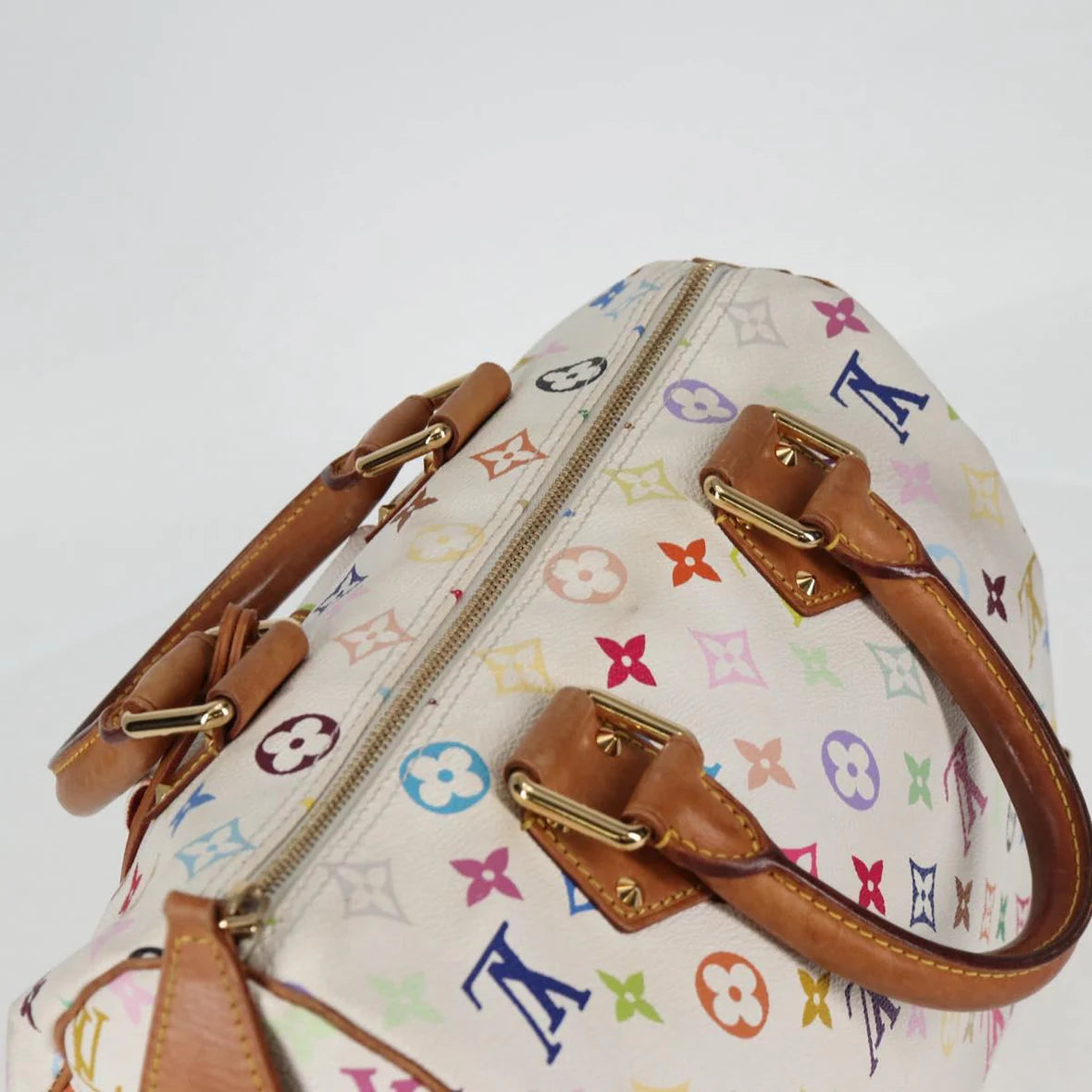 Preowned Authentic Louis Vuitton  Monogram Multicolor Speedy 30 Hand Bag White