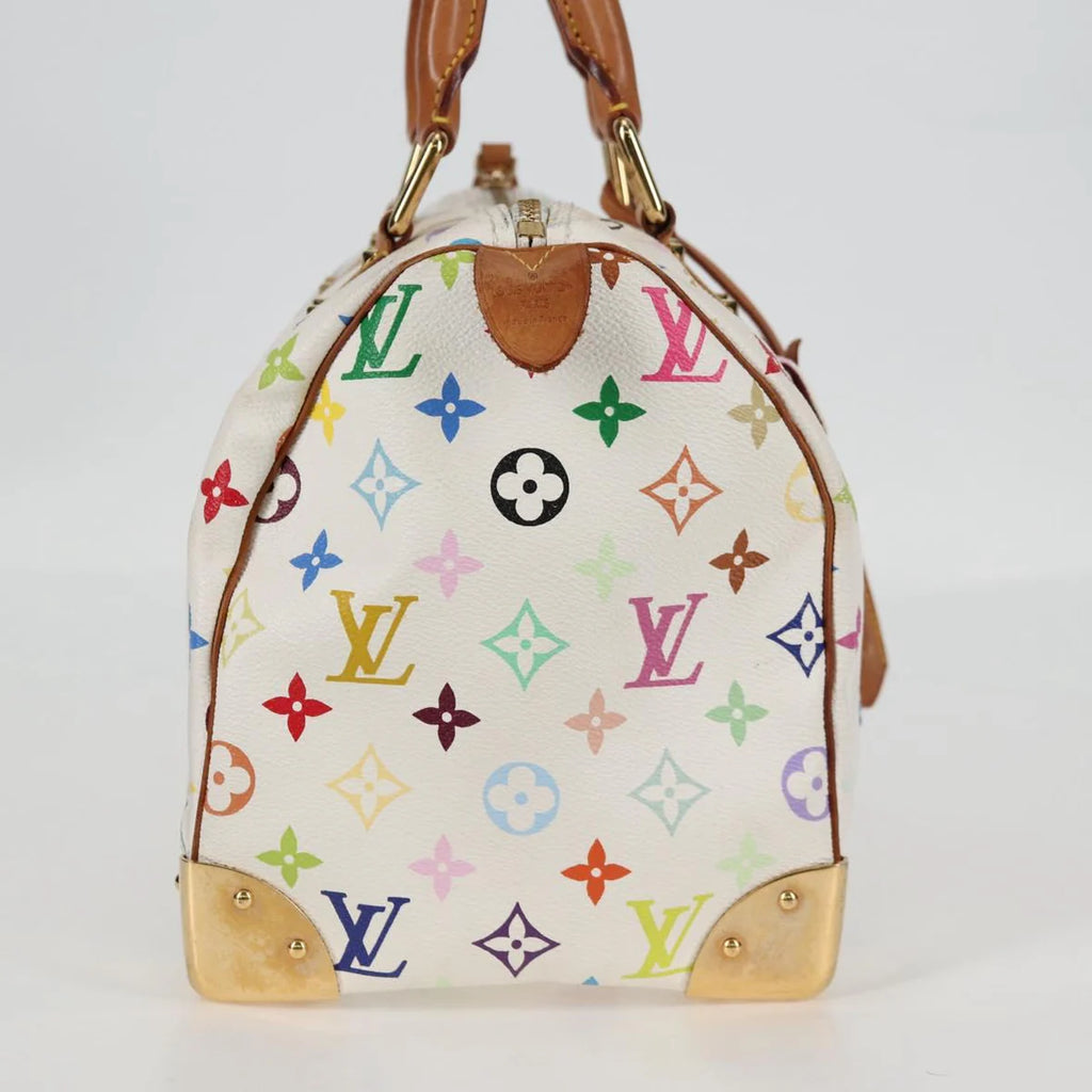 Preowned Authentic Louis Vuitton  Monogram Multicolor Speedy 30 Hand Bag White