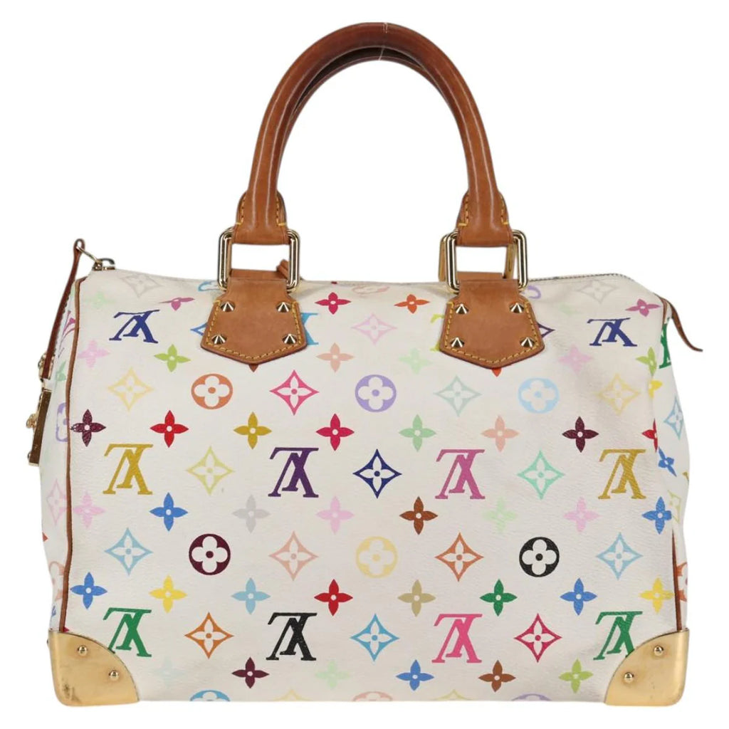 Preowned Authentic Louis Vuitton  Monogram Multicolor Speedy 30 Hand Bag White