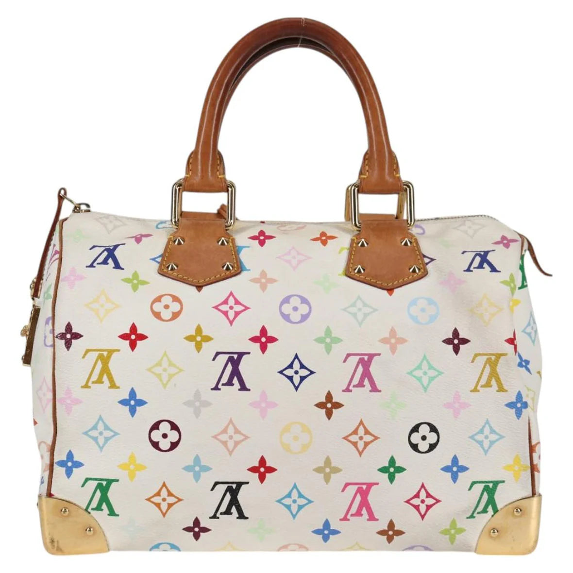 Preowned Authentic Louis Vuitton  Monogram Multicolor Speedy 30 Hand Bag White