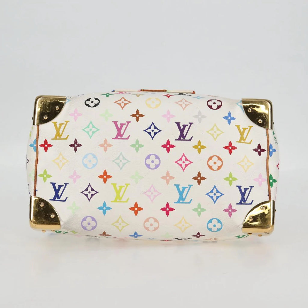 Preowned Authentic Louis Vuitton  Monogram Multicolor Speedy 30 Hand Bag White