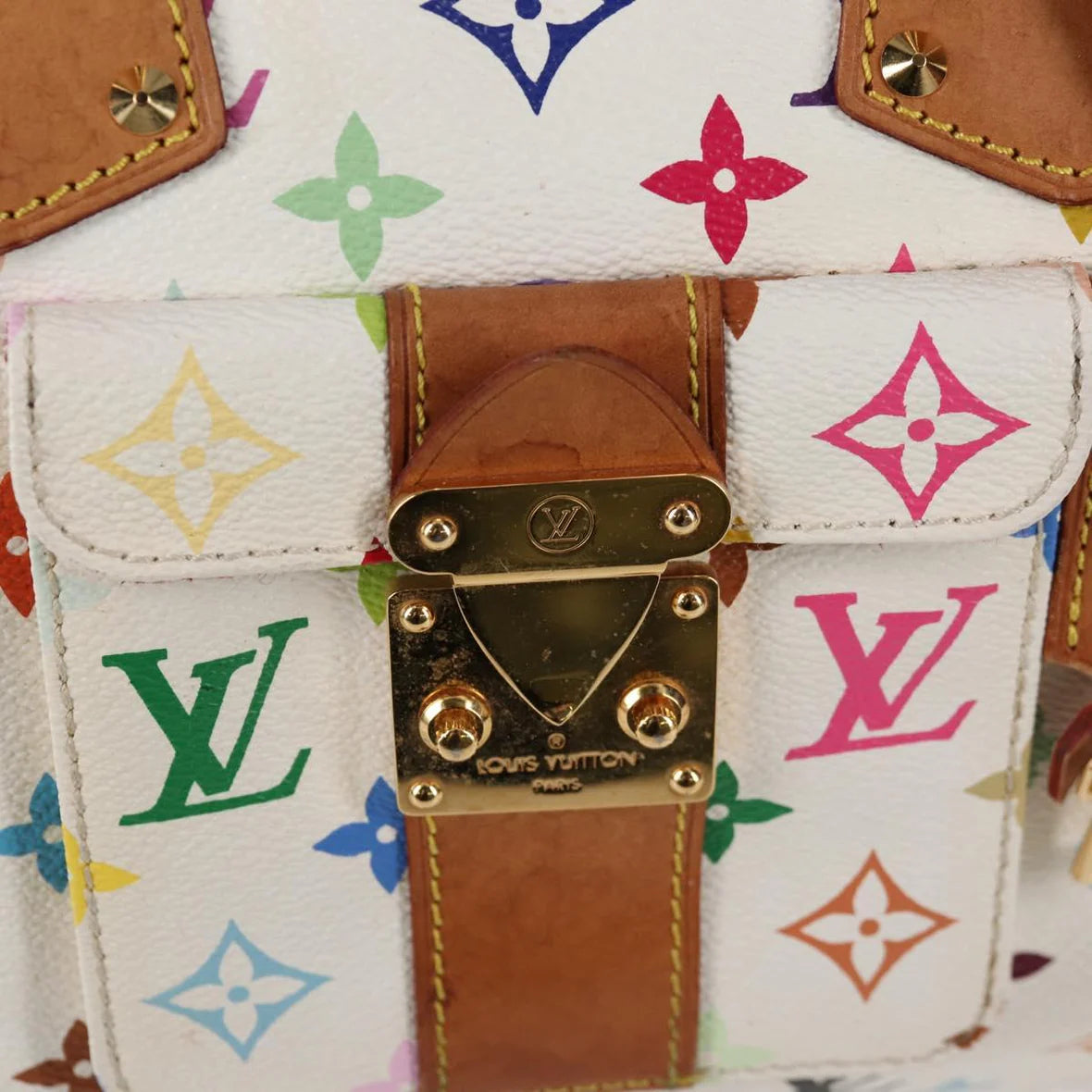 Preowned Authentic Louis Vuitton  Monogram Multicolor Speedy 30 Hand Bag White