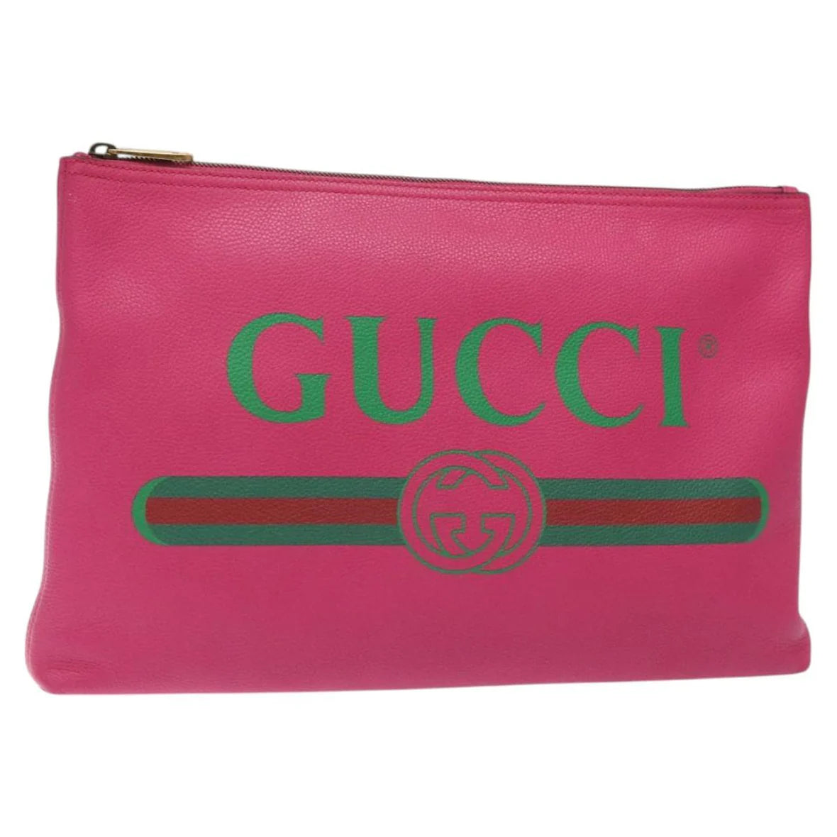Preowned Authentic Gucci Clutch Bag Leather Pink Gold