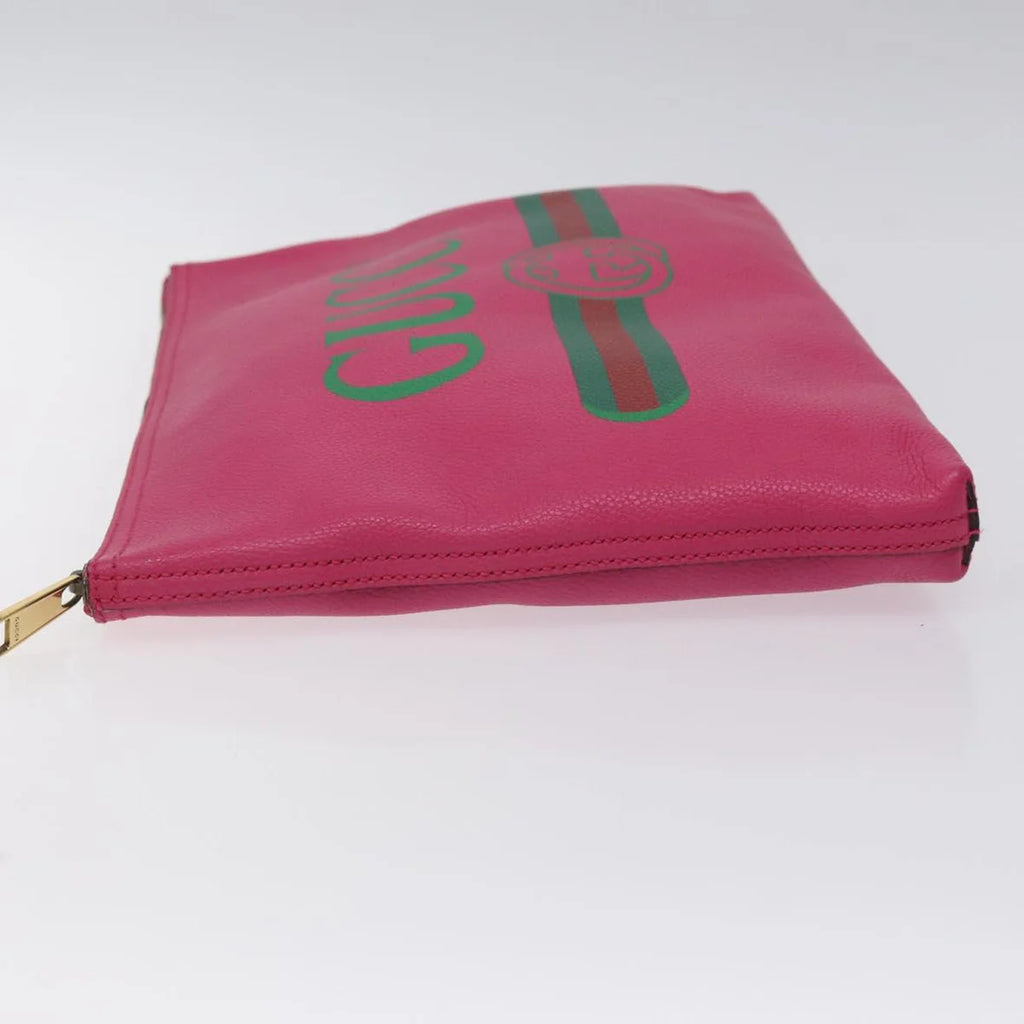 Preowned Authentic Gucci Clutch Bag Leather Pink Gold