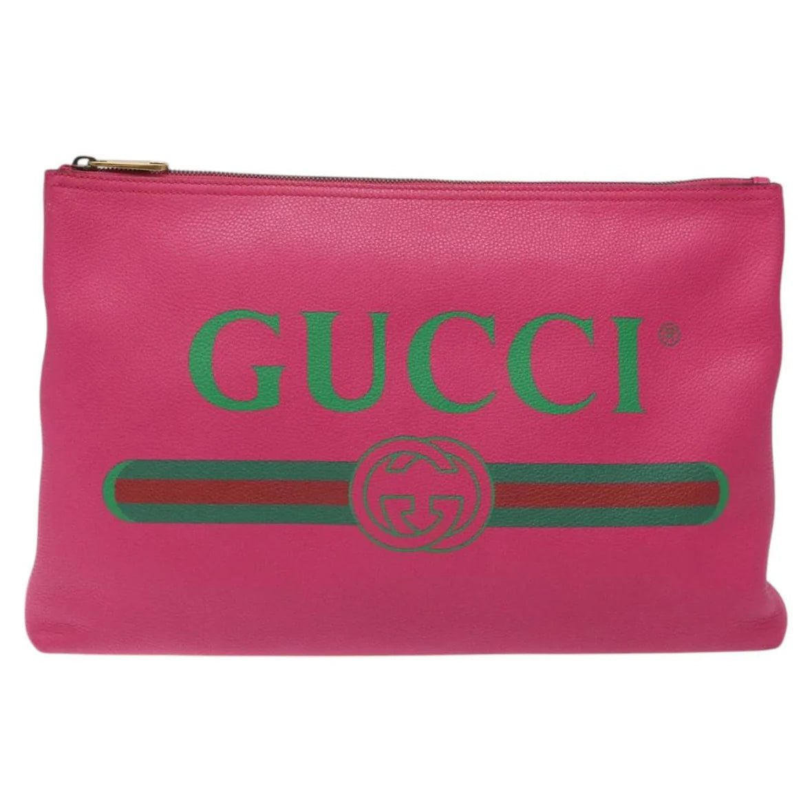 Preowned Authentic Gucci Clutch Bag Leather Pink Gold