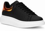 Authentic Alexander McQueen Black Calf Leather Bos Taurus Platform Sneakers