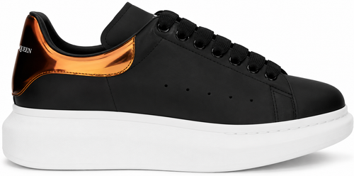 Authentic Alexander McQueen Black Calf Leather Bos Taurus Platform Sneakers