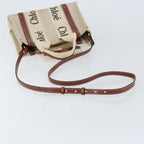 Preowned Authentic Chloe Woody Hand Bag Canvas Leather 2way Beige