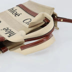 Preowned Authentic Chloe Woody Hand Bag Canvas Leather 2way Beige