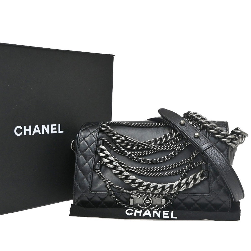 Authentic Preowned Chanel Boy Flap Bag Enchained Lambskin