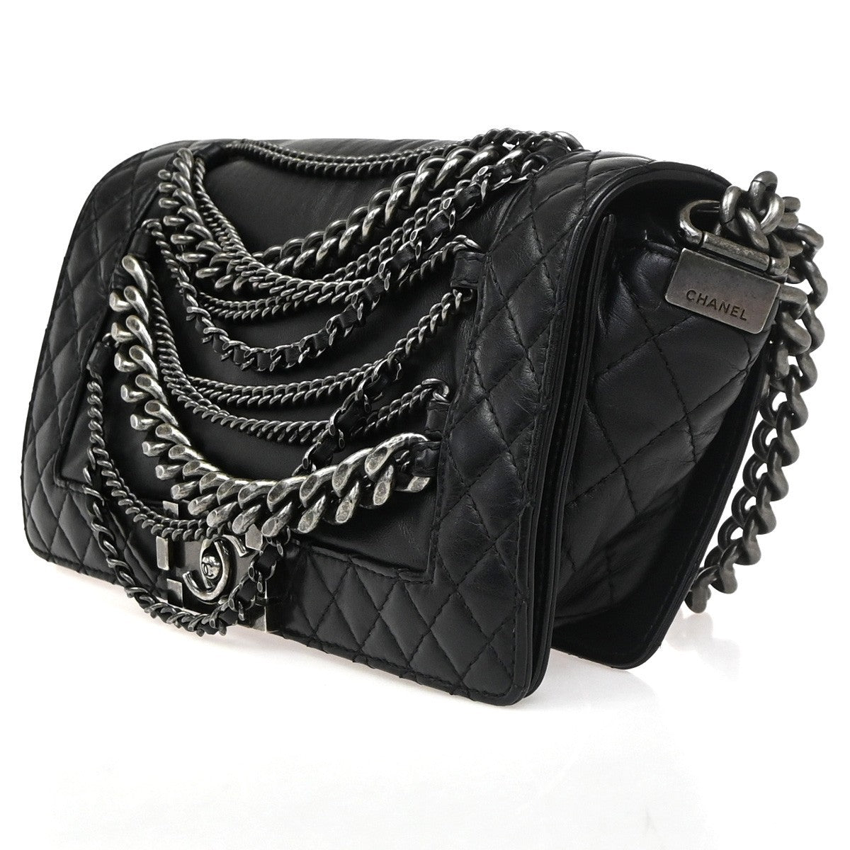 Authentic Preowned Chanel Boy Flap Bag Enchained Lambskin