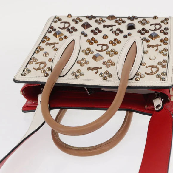 Authentic Preowned Christian Louboutin Paloma S Mini Hand Bag Leather 2way White Silver