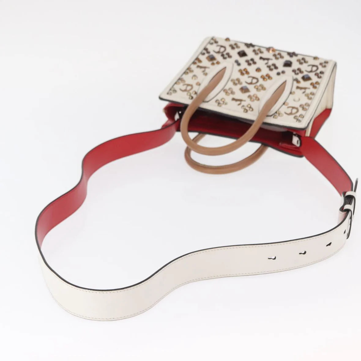 Authentic Preowned Christian Louboutin Paloma S Mini Hand Bag Leather 2way White Silver