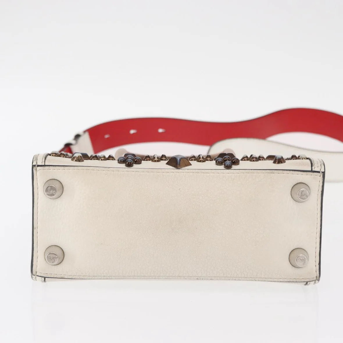 Authentic Preowned Christian Louboutin Paloma S Mini Hand Bag Leather 2way White Silver