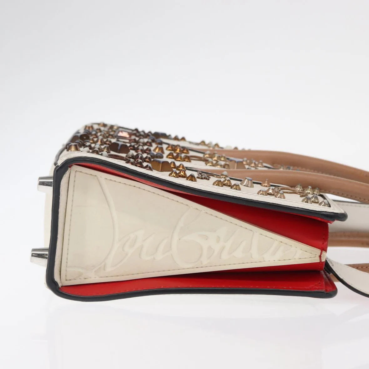 Authentic Preowned Christian Louboutin Paloma S Mini Hand Bag Leather 2way White Silver