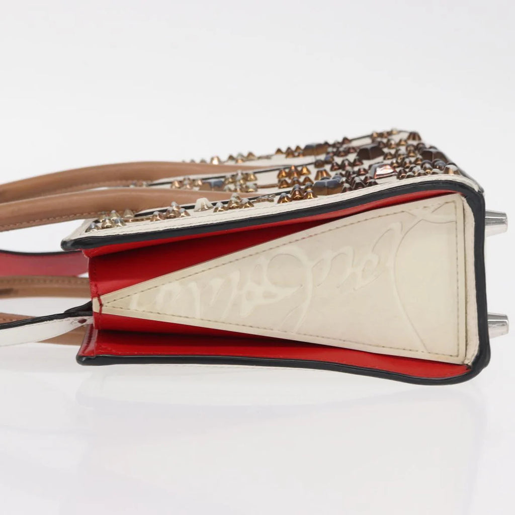 Authentic Preowned Christian Louboutin Paloma S Mini Hand Bag Leather 2way White Silver