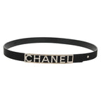 Preowned Authentic CHANEL Belt Leather 35.8 Black
