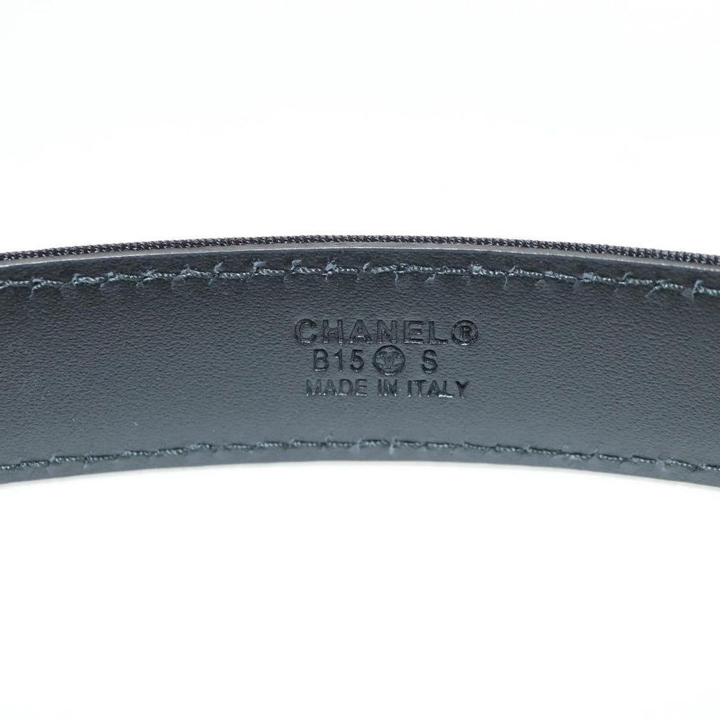Preowned Authentic CHANEL Belt Leather 35.8 Black