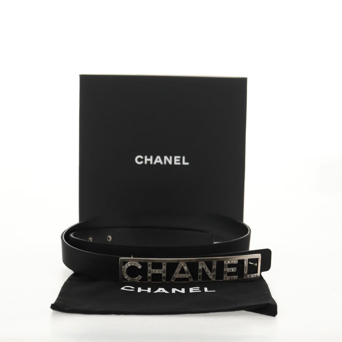 Preowned Authentic CHANEL Belt Leather 35.8 Black