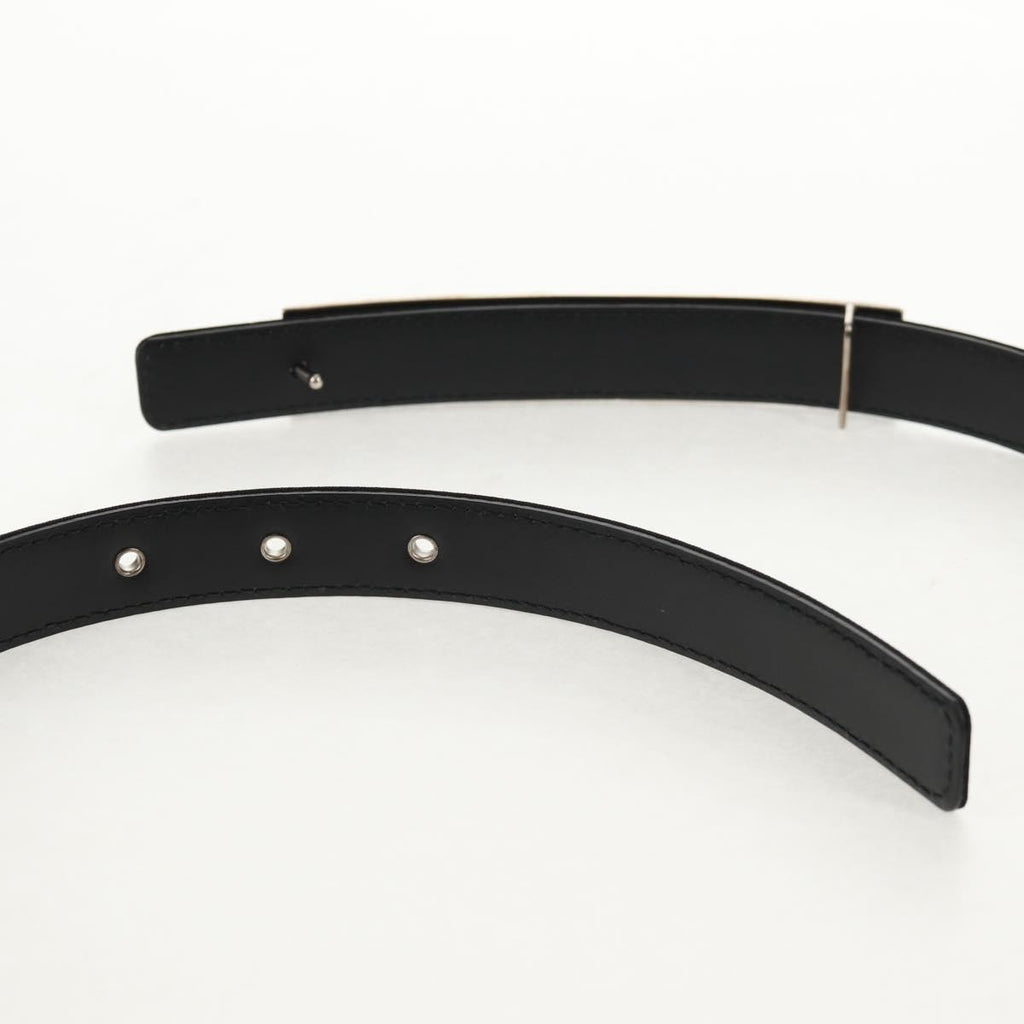 Preowned Authentic CHANEL Belt Leather 35.8 Black