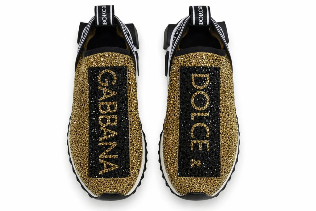 Authentic Grade Excellent Dolce & Gabbana Preowned Gold Rhinestone Sorrento Sneakers