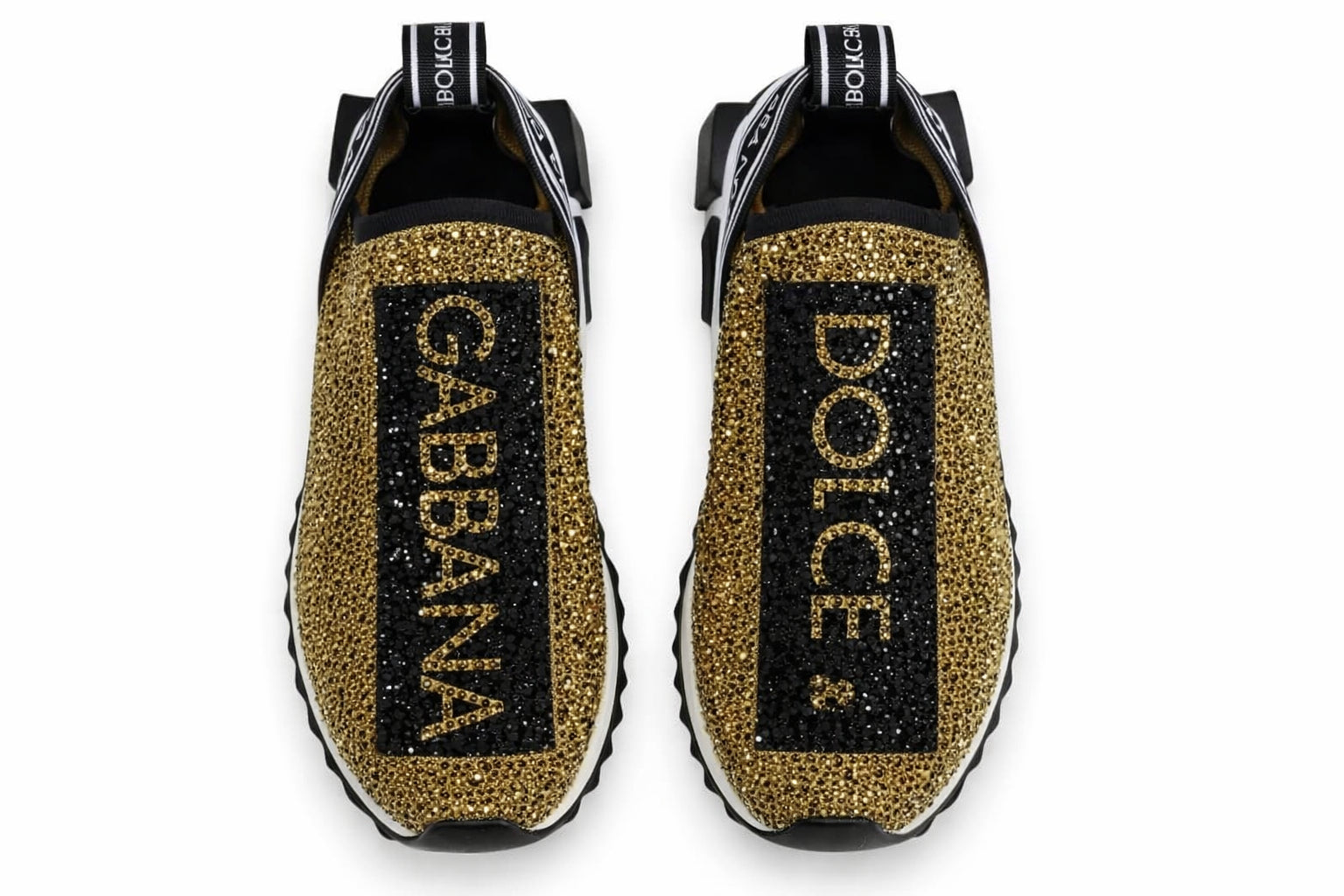 Authentic Grade Excellent Dolce & Gabbana Preowned Gold Rhinestone Sorrento Sneakers