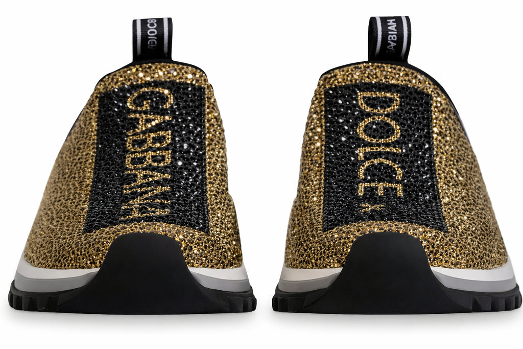 Authentic Grade Excellent Dolce & Gabbana Preowned Gold Rhinestone Sorrento Sneakers
