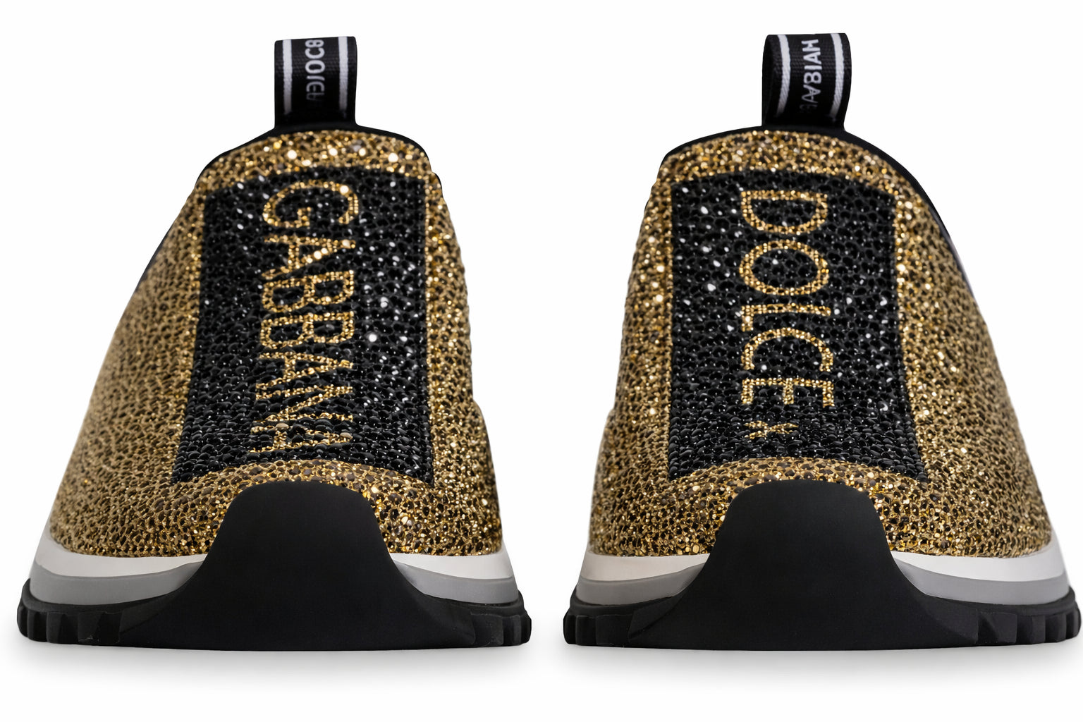 Authentic Grade Excellent Dolce & Gabbana Preowned Gold Rhinestone Sorrento Sneakers