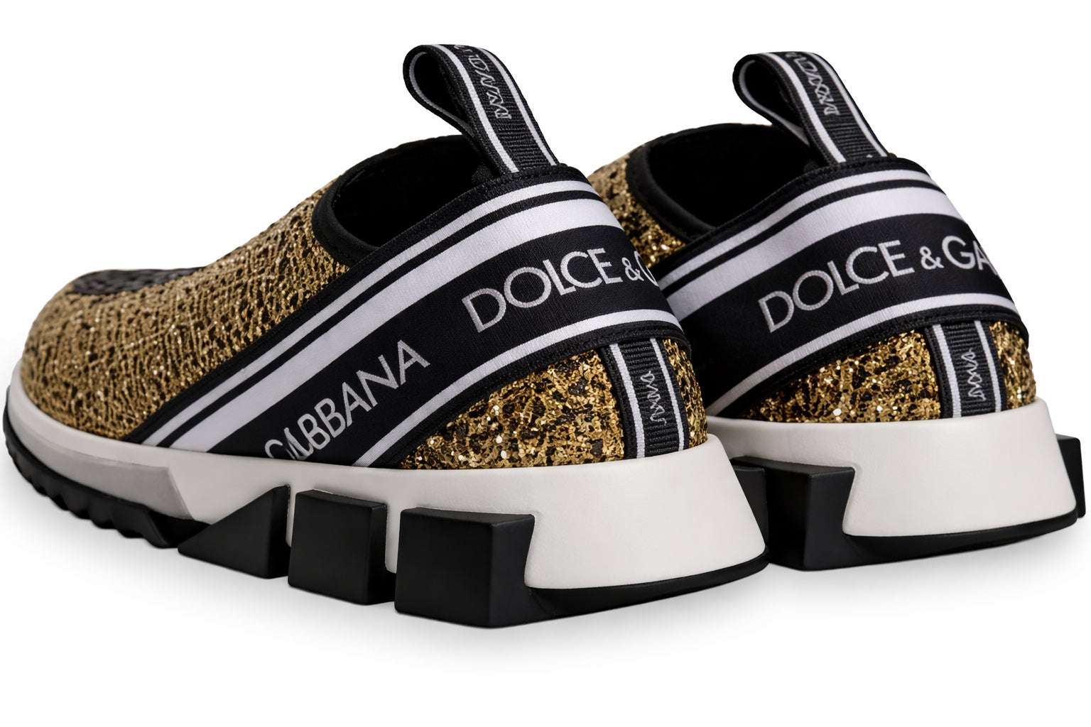 Authentic Grade Excellent Dolce & Gabbana Preowned Gold Rhinestone Sorrento Sneakers