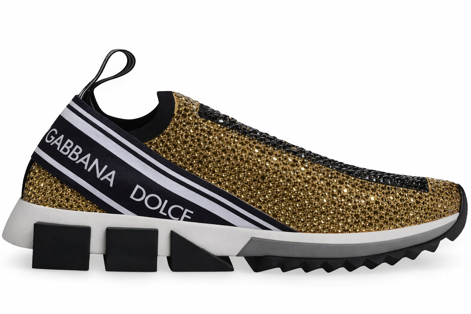 Authentic Grade Excellent Dolce & Gabbana Preowned Gold Rhinestone Sorrento Sneakers