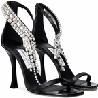Preowned Authentic Grade Excellent Jimmy Choo Black Leather Stiletto Heel Sandals