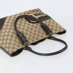Authentic Preowned Gucci Canvas Horsebit Tote Bag Beige Gold