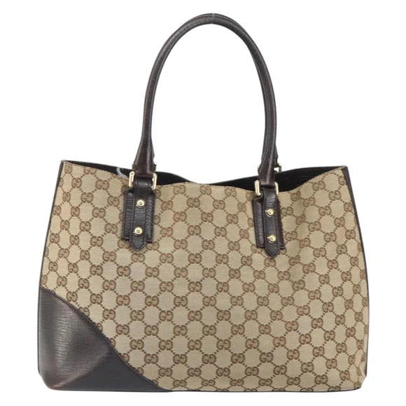 Authentic Preowned Gucci Canvas Horsebit Tote Bag Beige Gold