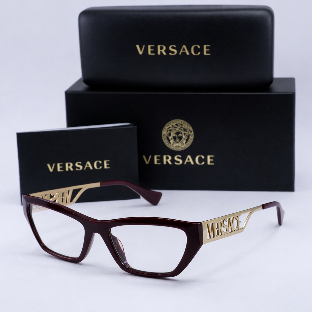 Authentic Preowned Versace Bordeaux Cat Eye Eyeglasses Grade Excellence