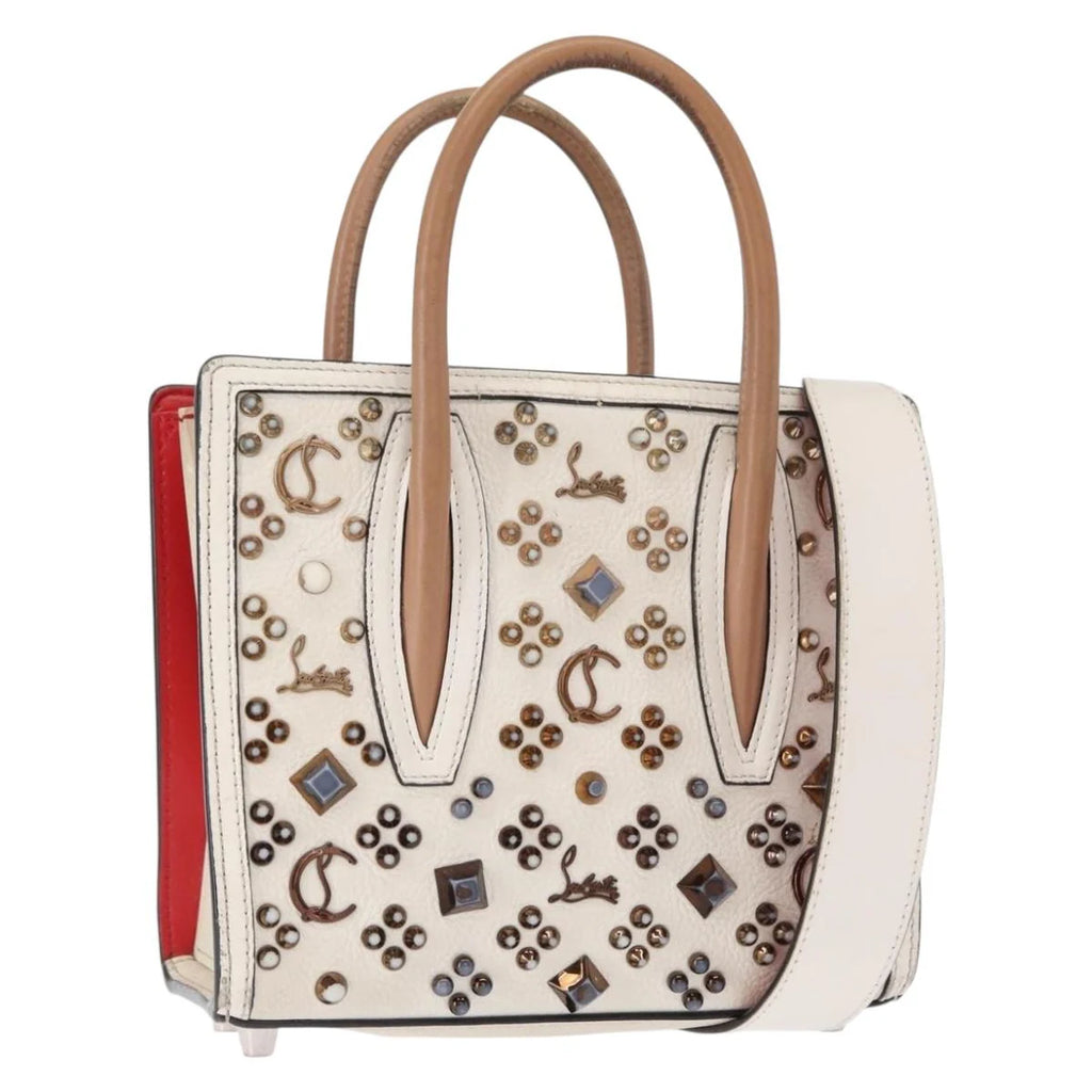 Authentic Preowned Christian Louboutin Paloma S Mini Hand Bag Leather 2way White Silver
