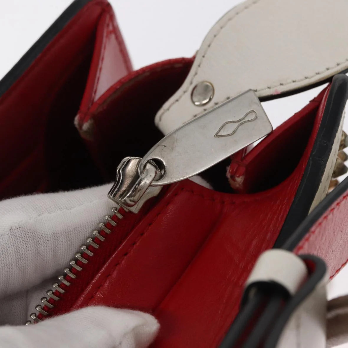 Authentic Preowned Christian Louboutin Paloma S Mini Hand Bag Leather 2way White Silver