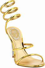 Authentic Rene Caovilla 'Cleo Metallic' Gold Stiletto Heel Sandals