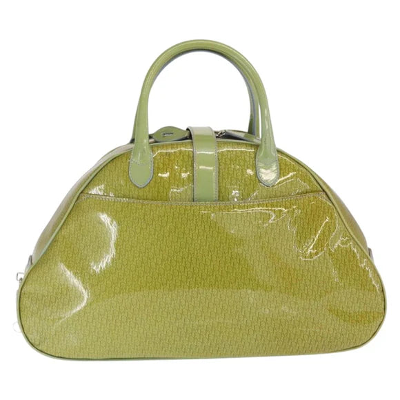 Authentic Preowned Christian Dior Hand Bag Patent leather Green Silver
