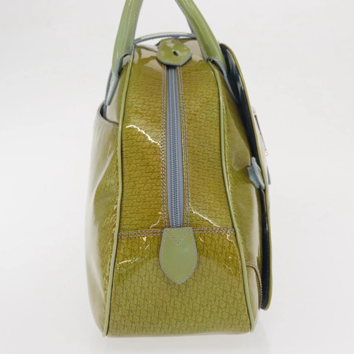 Authentic Preowned Christian Dior Hand Bag Patent leather Green Silver
